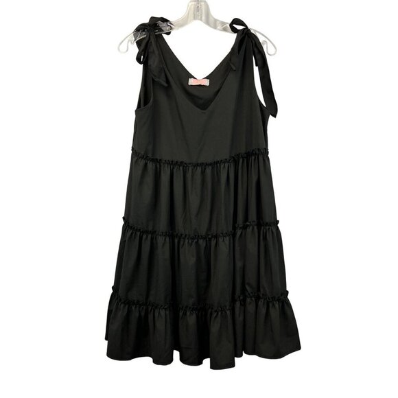 C+D+M Collection A-Line Tiered Tie Straps Dress Black Size Small Knee Length New - Picture 1 of 10